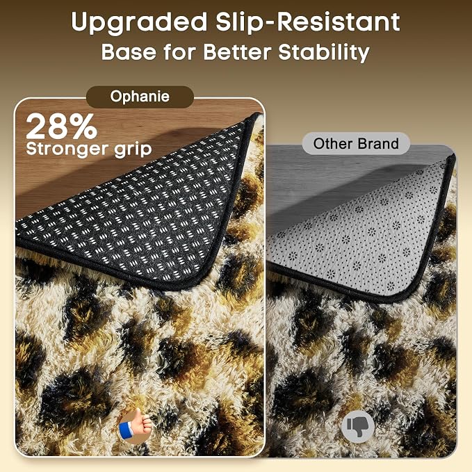 Ophanie Leopard Rugs for Living Room Bedroom, Fluffy Soft Fuzzy Cheetah Print - Image 4
