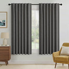 RYB HOME Grey 100% Blackout Curtains 63 inch Long, Light Blacking & Thermal by RYBHOME