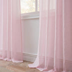 FMFUNCTEX Linen Sheer Curtains for Bedroom, Blush Pink Farmhouse French Flax - Image 4