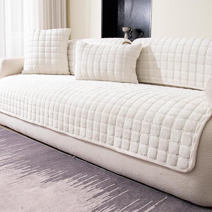 Velvet Couch Cover, Washable Sectional Sofa Cover, Anti Slip Sofa Slipcover by MDSASFD