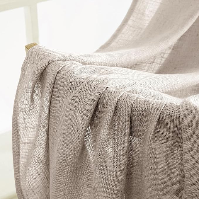 MIULEE Natural Linen Curtains 84 Inch Length 2 Panels - Image 6