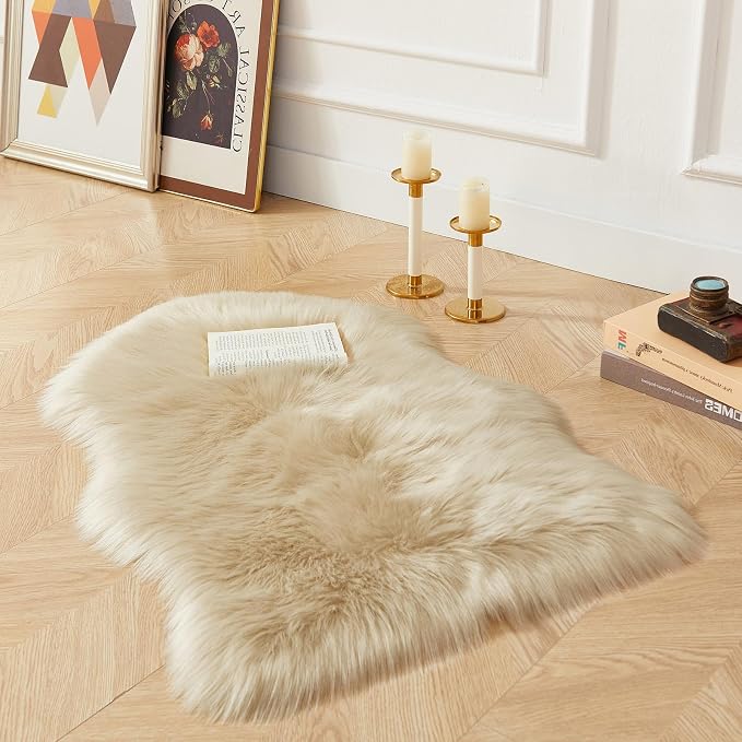 AMTOVO Faux Fur Rug, Fluffy Sheepskin Rug, Fuzzy Ultra Soft 2 x 3 ft Shag Rugs - Image 2