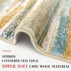 Lansny Modern Abstract 9x12 Large Machine Washable Living Room Rug Non-Slip - Image 5