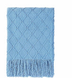 BOURINA Blue Throw Blanket 50x60 Inches Throw Textured Solid Soft Sofa Couch by BOURINA