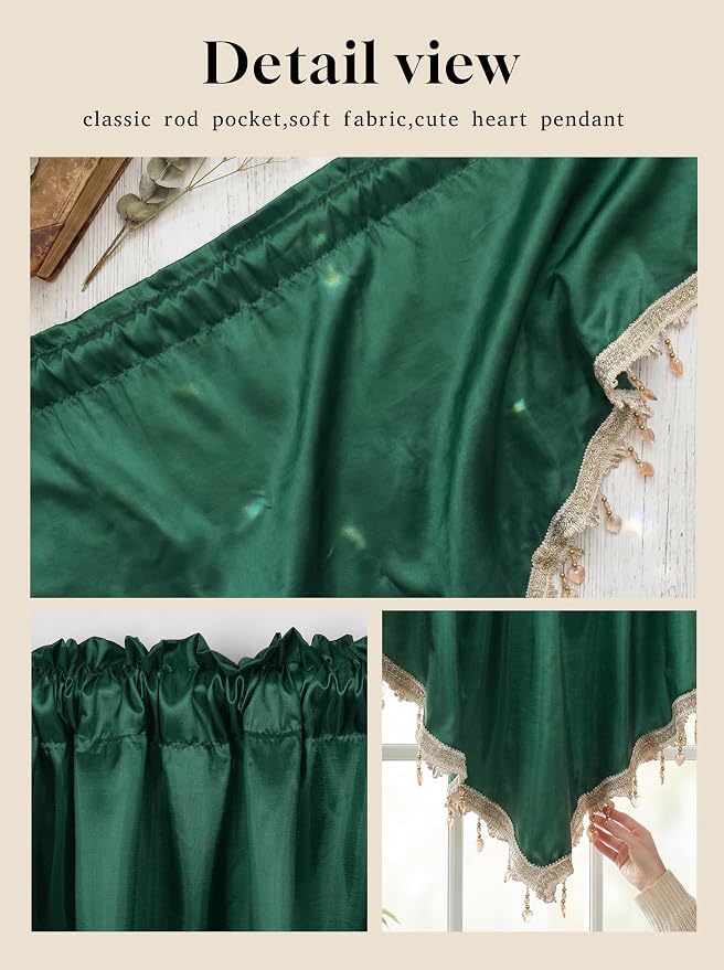 Molaxhome Swag Curtain 51 inch Length Rod Pocket Scalloped Curtain Valance - Image 7