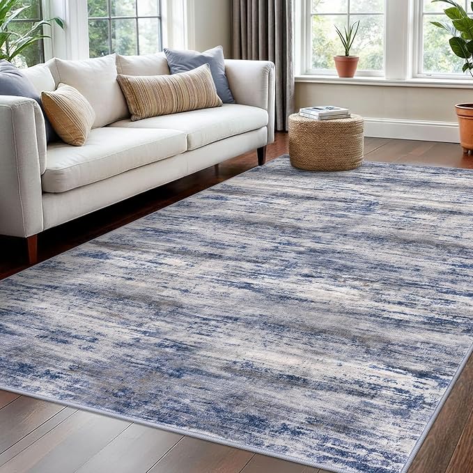 KOZYFLY Washable Area Rug 5x7 Modern Ombre Living Room Thin Area Rug Non-Slip by KOZYFLY