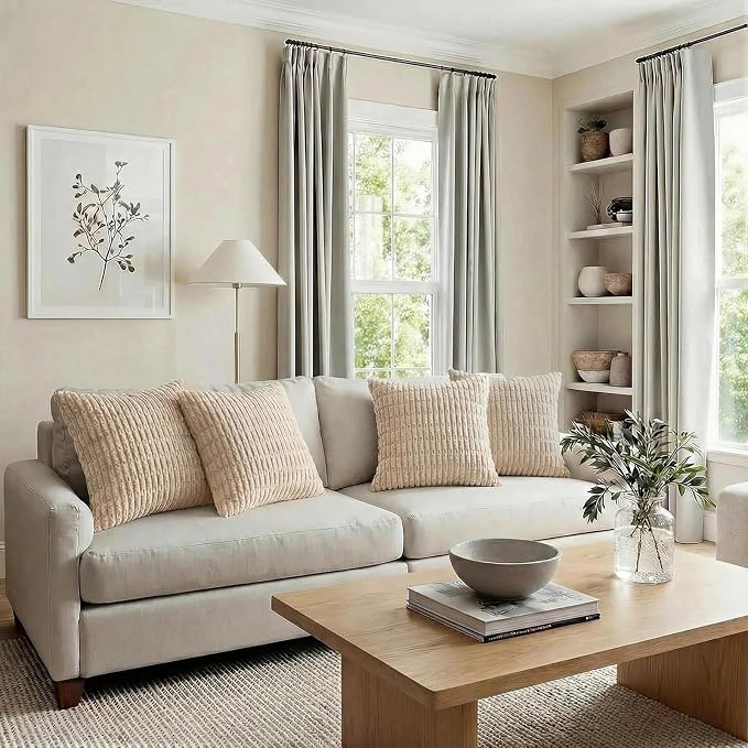 Fancy Homi 4 Packs Tan Decorative Throw Pillow Covers 26x26 Inch - Image 6
