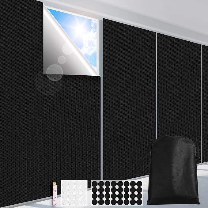 FADOTY Blackout Curtains for Bedroom, Portable 100% Black Out Window Cover Film by FADOTY