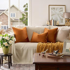 GIGIZAZA Velvet Throw Pillow Covers 24x24 Dark Burnt Orange Pillows Couch - Image 2