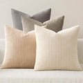 MIULEE Boho Farmhouse Neutral Cream Throw Pillow Covers 20x20 Inch Set of 4 by MIULEE