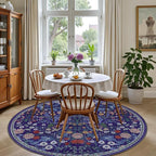 Round Area Rug for Living Room: 6 ft Floral Washable Circle Rug Soft Boho - Image 4
