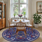 Round Area Rug for Living Room: 4 ft Floral Washable Circle Rug Soft Boho - Image 4