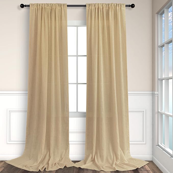 Tan Brown Linen Curtains 108 Inches Long - Image 9
