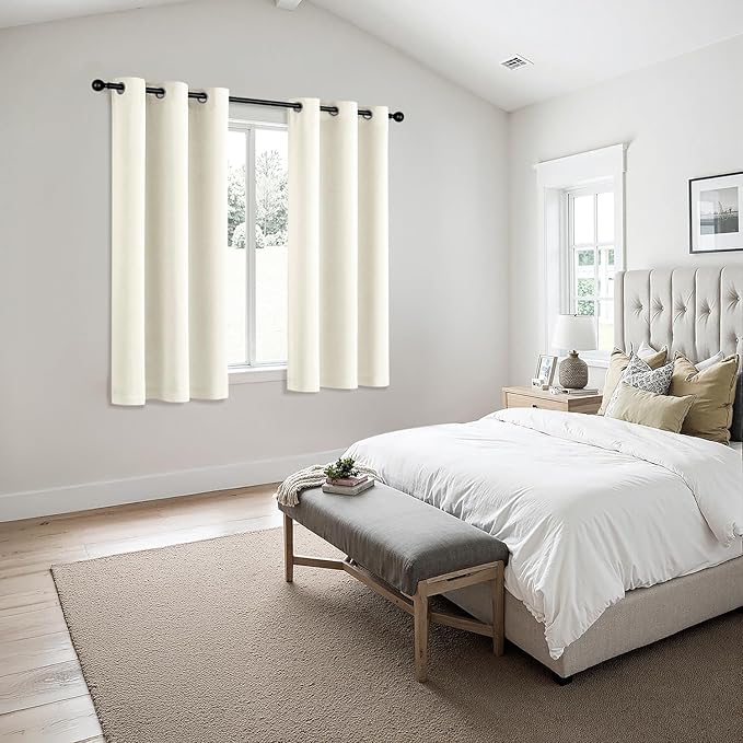 MIULEE Cream Blackout Curtains for Bedroom Living Room 54 Inches Long 2 Panels - Image 6