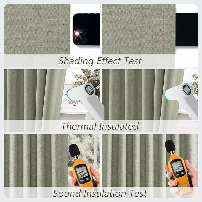 Sage Green 100% Blackout Curtains 45 Inch Length 2 Panels Set - Image 5
