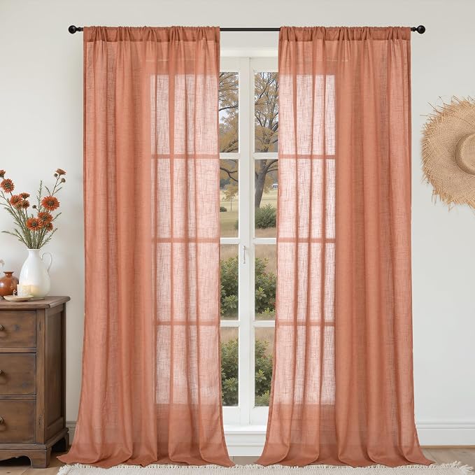 BGment Linen Semi Sheer 80 Inch Curtains by BGment