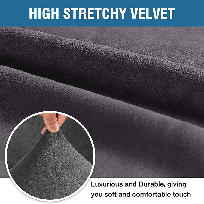 H.VERSAILTEX Stretch Velvet Armchair Cover Couch Covers 1 Cushion Chair - Image 3