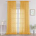 Chyhomenyc Extra Long Gold Sheer Curtains 120 Inch Length 2 Panels Set by Chyhomenyc