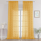 Chyhomenyc Extra Long Gold Sheer Curtains 108 Inch Length 2 Panels Set by Chyhomenyc