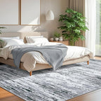 Lansny Modern Abstract 8x10 Large Machine Washable Living Room Rug Non-Slip - Image 2