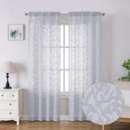 Lecloud Leia Light Grey Sheer Curtains 84 Inches Long 2 Panels, Semi Sheer by Lecloud
