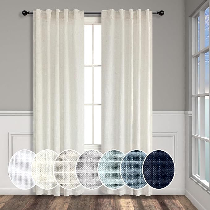 Pitalk Natural Linen Semi Sheer Curtains 36 Inch Wide by Pitalk