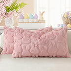 decorUhome Easter Bunny Pillow Covers 12x20 Inch Set of 2, Soft Plush Faux Wool by decorUhome