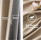 MIULEE 2 Panels Blackout Velvet Curtains Solid Soft Grommet Camel Beige Curtain - Image 3