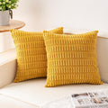 Pack of 2 Corduroy Decorative Throw Pillow Covers 16x16 Inch Soft Striped by Unknown