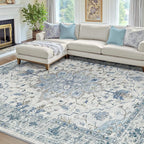 Area Rugs 7'x9' Washable Non-Slip, Floral Vintage Distress Print Pattern - Image 2