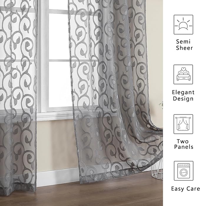 OWENIE Furman Extra Long Sheer Curtains 96 inches Long - Image 6