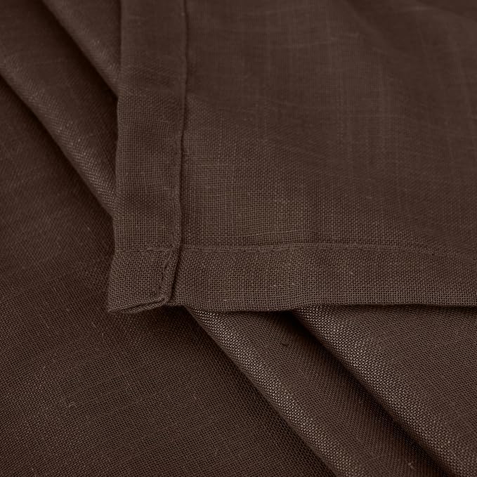BGment Brown Linen Kitchen Curtains 40 Inch Length, Small Semi Sheer Drapes - Image 8