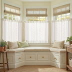 jinchan Belrose Linen Floral Kitchen Curtains 36 inch Length Embroidered - Image 2