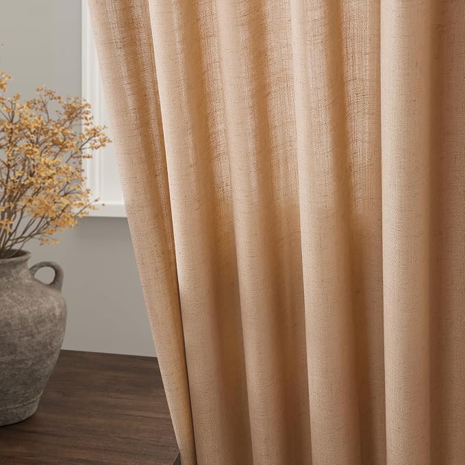 Nanspring Camel Linen Curtains 80 Inches Long - Image 4