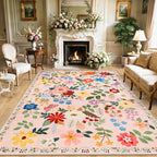 Area Rugs 9x12 Living Room: Floral Washable Rug Vintage Large Soft Boho by PLHXFRSoftAreaRugs