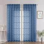 Chyhomenyc Dusty Blue Sheer Curtains 84 Inch Length 2 Panels Set, Light by Chyhomenyc