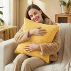 Fancy Homi 2 Packs Yellow Decorative Throw Pillow Covers 18x18 Inch - Image 2