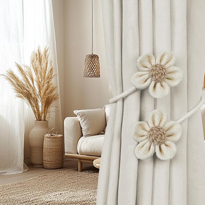 KLOGTSIND Flower Curtain Tiebacks, 6 Pack Curtain Ties Elegant DIY Curtain - Image 2