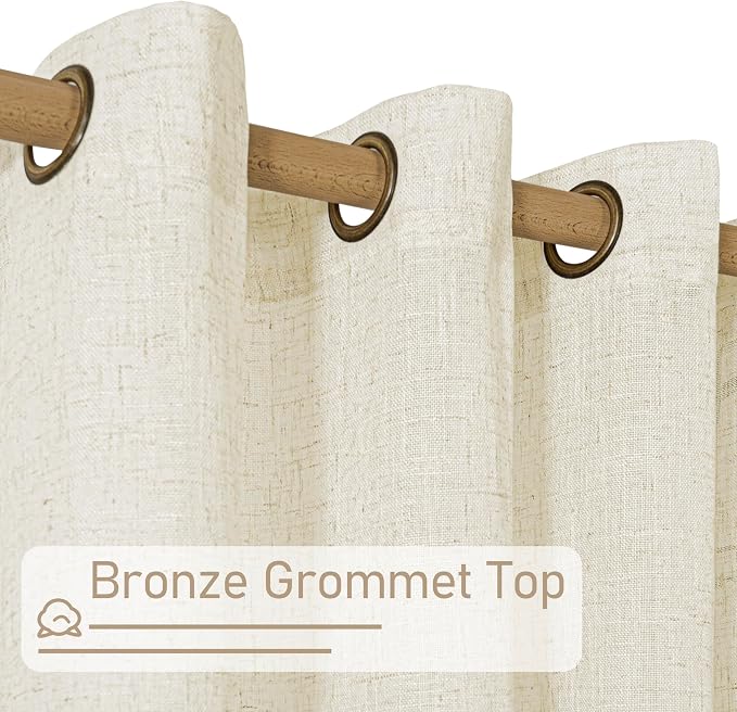 LAMIT Short Linen Kitchen Curtains 36 Inch Length - Image 2