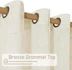 LAMIT Sheer Linen Curtains 63 inches Length, Light Filtering Panels Bronze - Image 3