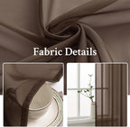 MIULEE Chocolate Brown Sheer Curtains 63 Inches Long 2 Panels, Light Filtering - Image 3