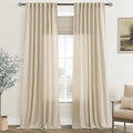 Greyish Beige Linen Curtain 120 inch Length 2 Panels Set Back Tab Light by Jolilight