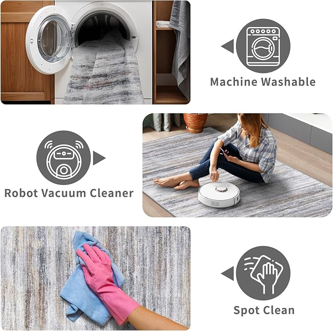 5x7 Area Rug for Living Room: Non-Slip Washable Rugs for Dining Room Bedroom - Image 4