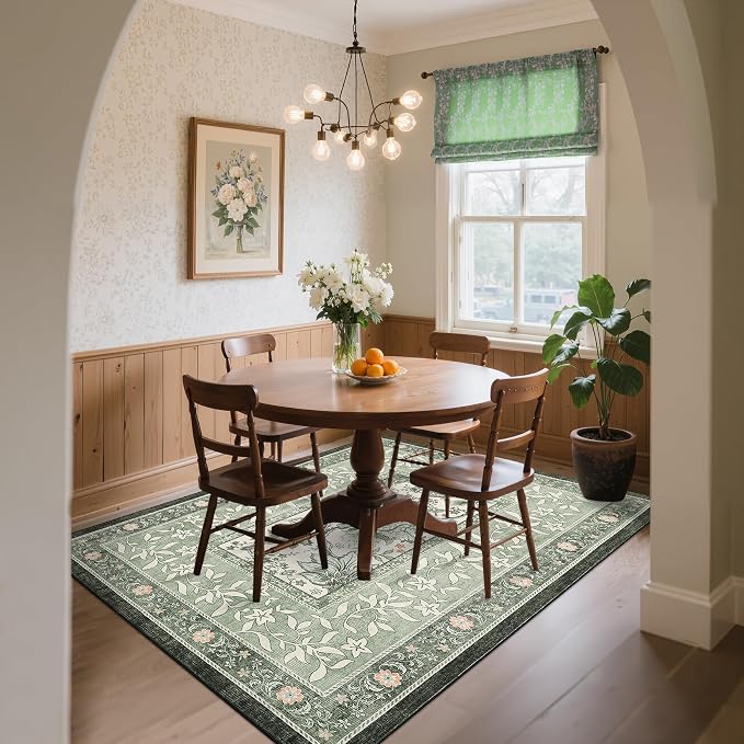 GarveeHome Provence Sage Green Area Rugs 10x13 Living Room, Botanical Grove - Image 3