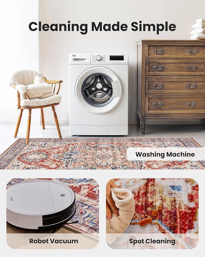 AMADA HOMEFURNISHING 8x10 Washable Area Rug, Low-Profile Large Area Rug - Image 5