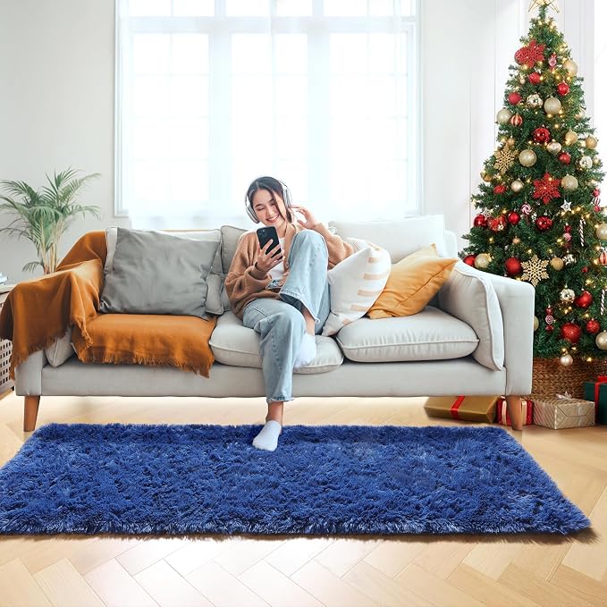ONASAR Navy Blue Runner Rugs for Bedroom Living Room, Fluffy 2x6 Bedside - Image 8