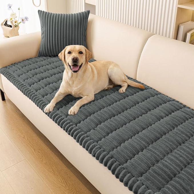 Smiry Couch Cover for Dogs Washable, Non Slip Fuzzy Pet Couch Covers for 3 by Smiry