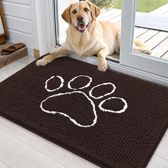 OLANLY Dog Door Mat for Muddy Paws 35x24, Paw Print Design, Absorbs Moisture by OLANLY
