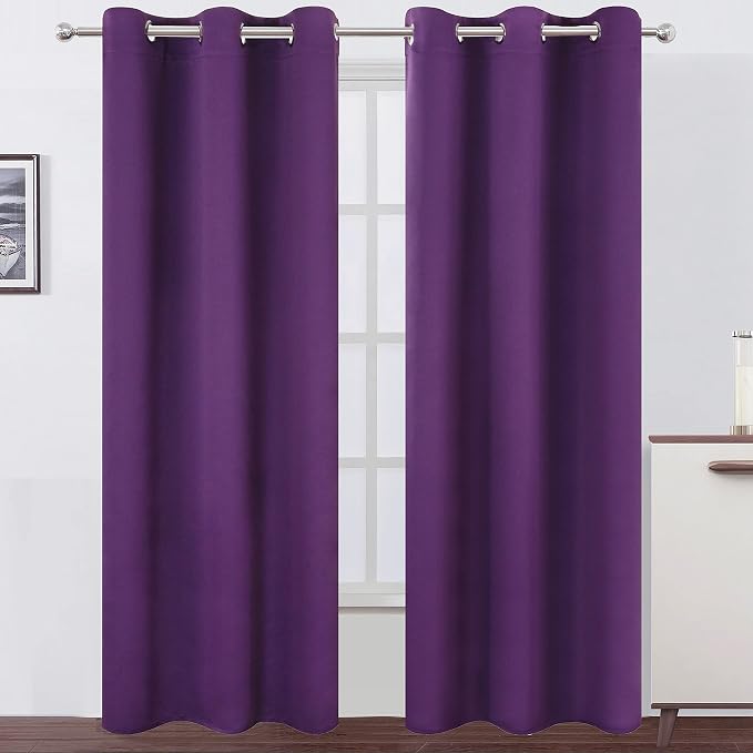 LEMOMO Purple Thermal Blackout Curtains/42 x 95 Inch/Set of 2 Panels Room by Lemomo