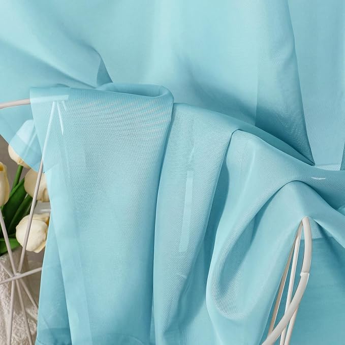 Aiyufeng Aqua Sheer Curtains 84 Inches Long 2 Panels Set - Image 7